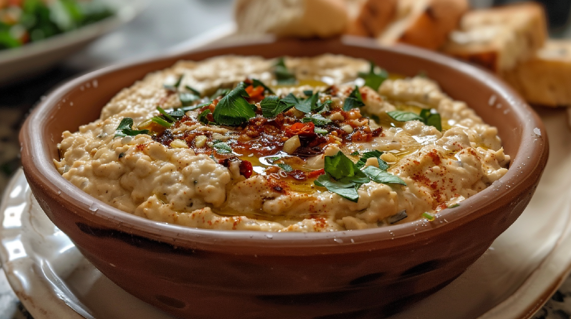 Auberginen-Feta-Dip mit getrockneten Tomaten