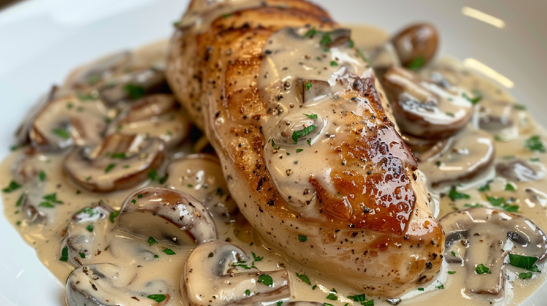 Cremige Putenbrust in Champignon-Rahmsoße