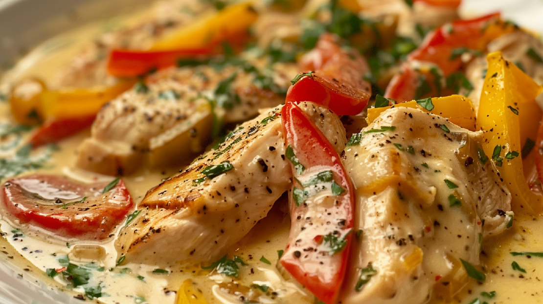 Schnelles Putengeschnetzeltes in Paprika Rahmsoße - Einfache Familienküche